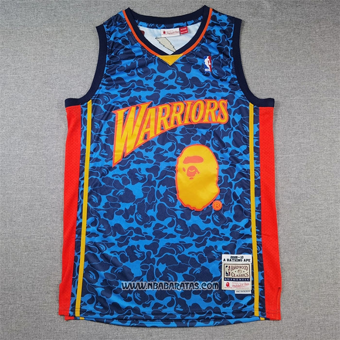 Camiseta Golden State Warriors #93 Bape Mitchell & Ness 2009-10 Azul